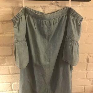 Madewell chambray strapless shift dress (size S)